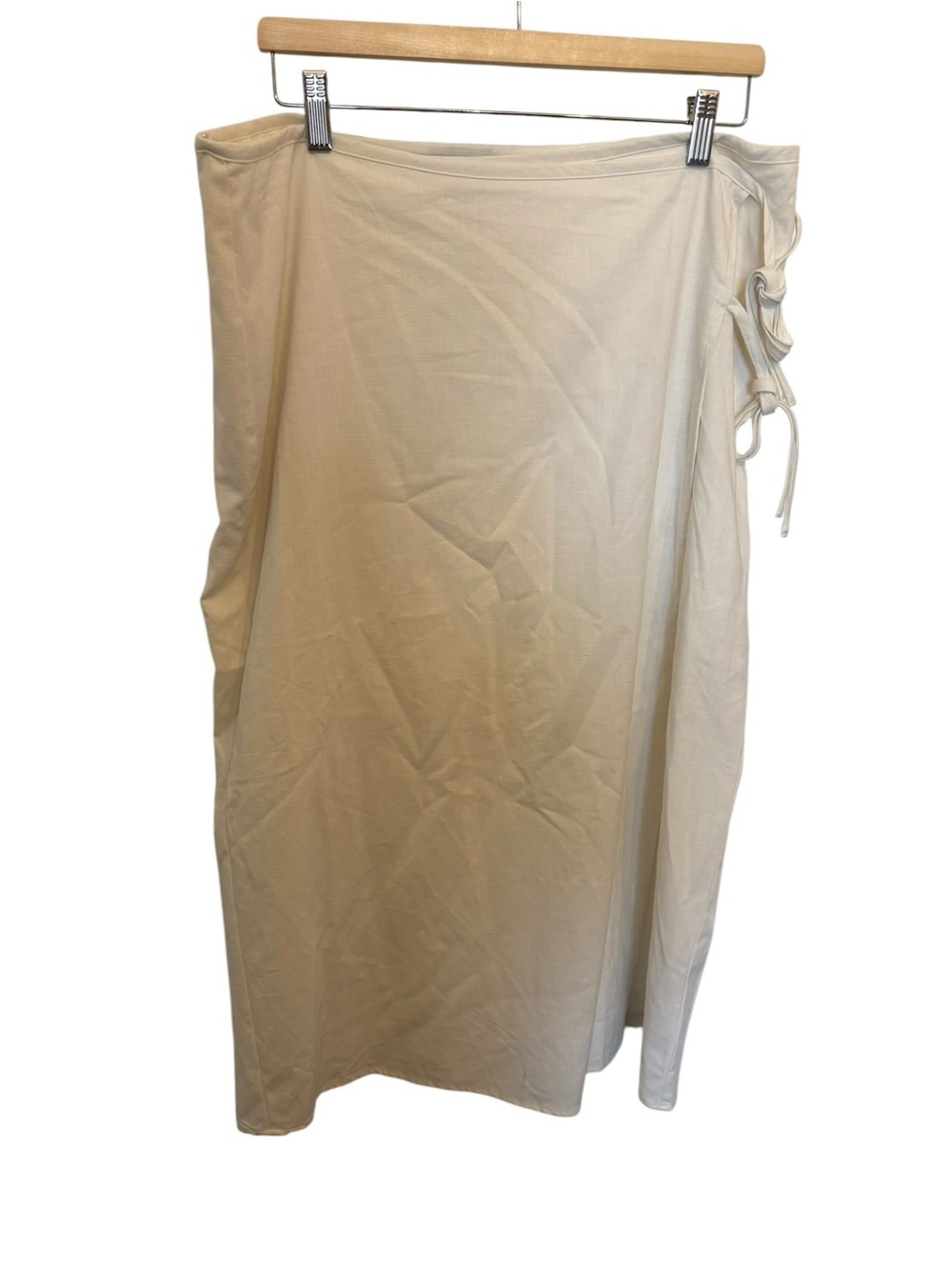 Women's Cream Tie-Side Midi Skirt
